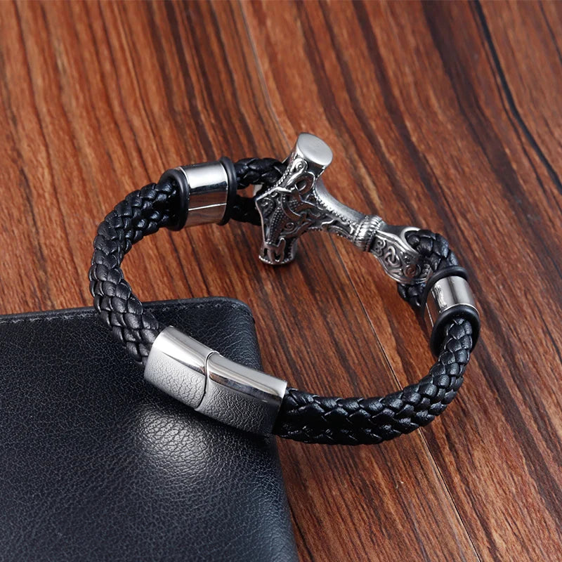 Pulsera trenzada negra ancla