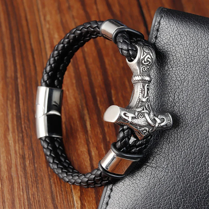 Pulsera trenzada negra ancla