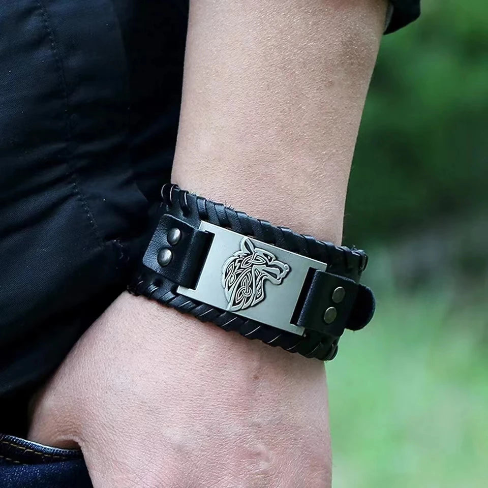Pulsera Vikingo Lobo Fenrir plata