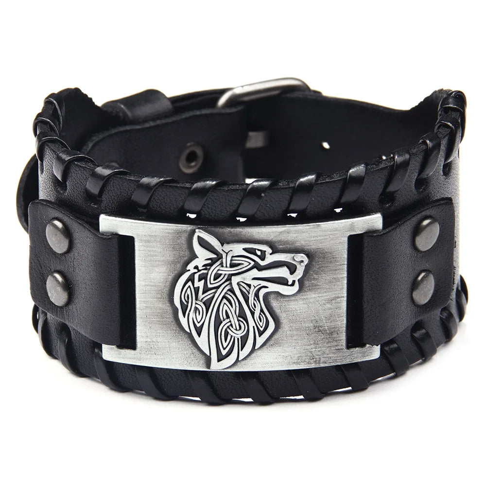 Pulsera Vikingo Lobo Fenrir plata