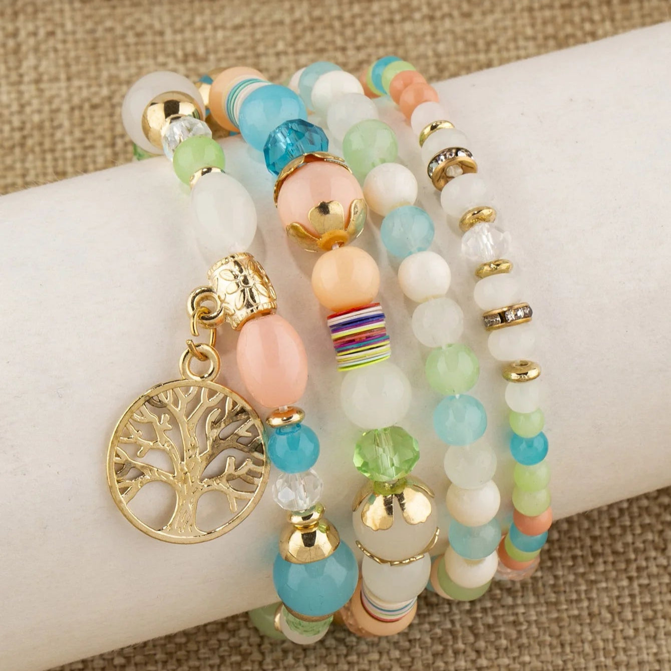 Pulseras con Árbol de la Vida multicolor