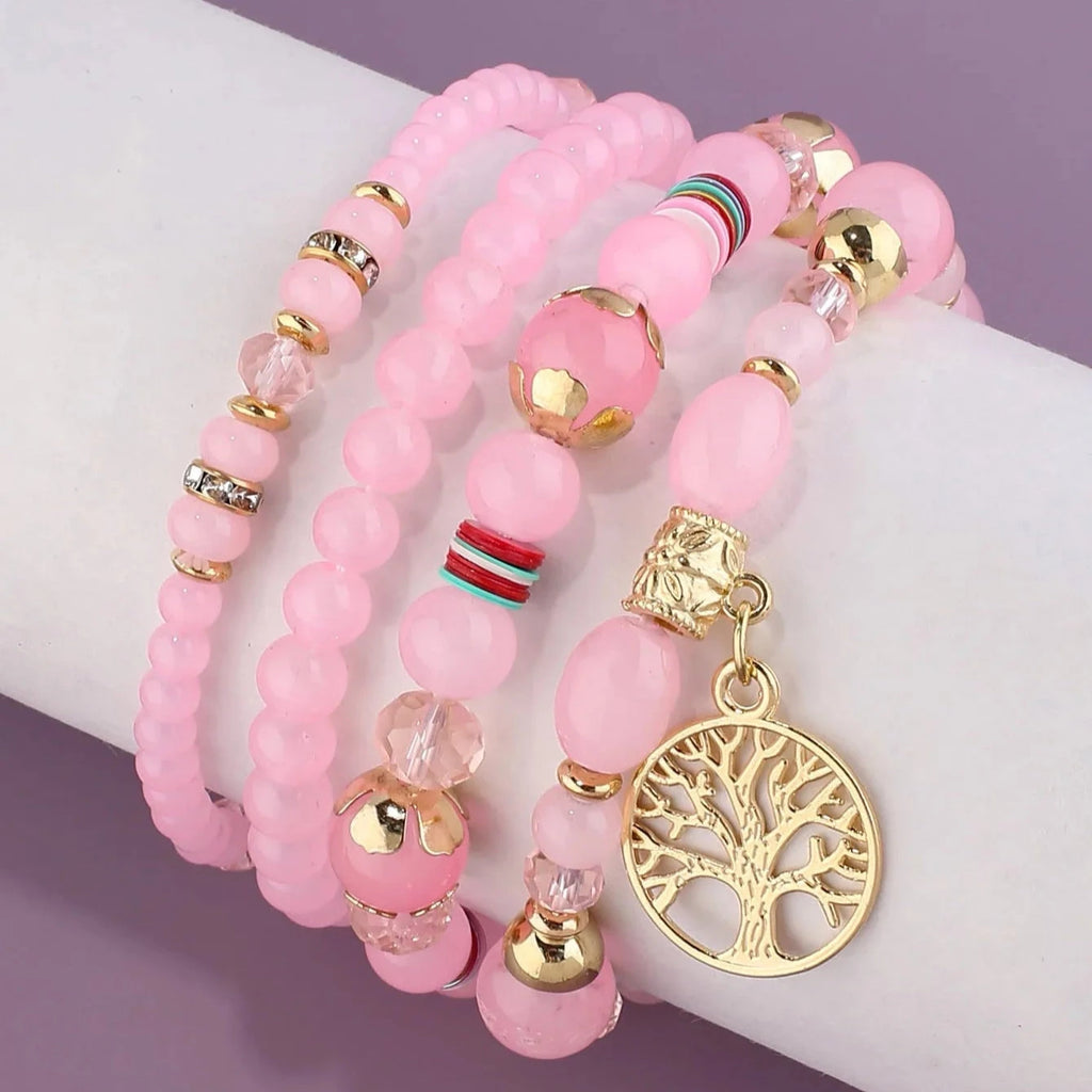 Pulseras con Árbol de la Vida rosa
