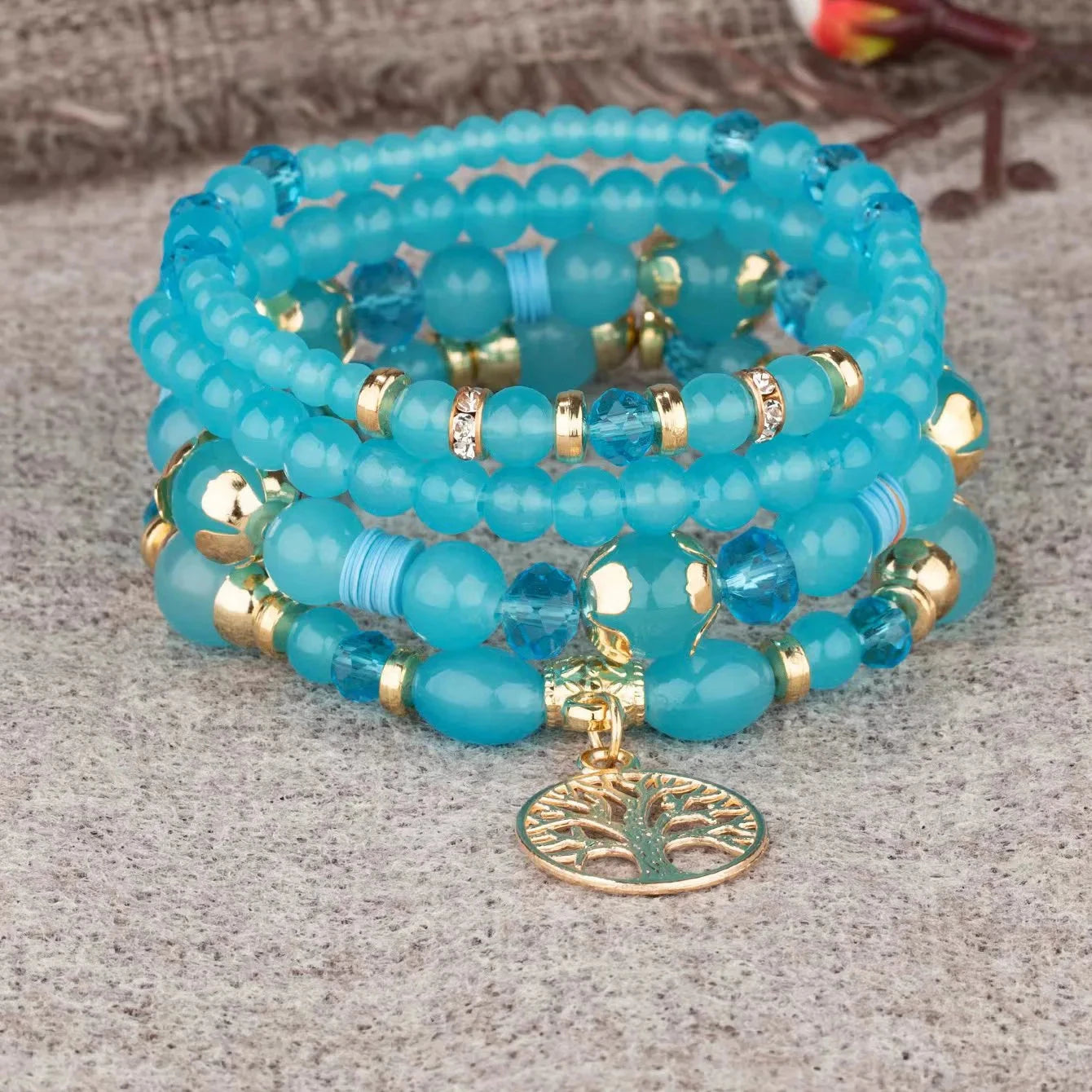 Pulseras con Árbol de la Vida azul
