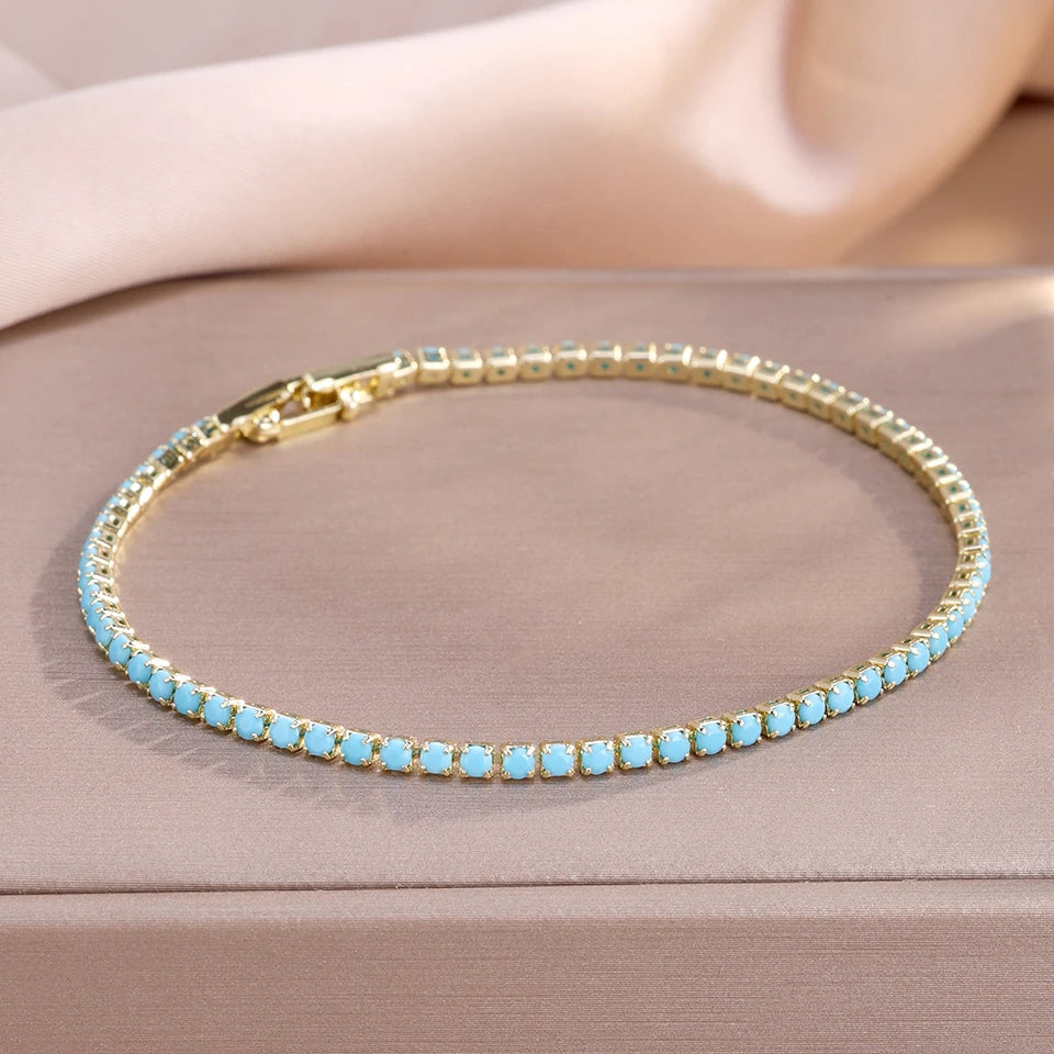 Lote de 3 pulseras con tréboles de 4 hojas en circonio azul