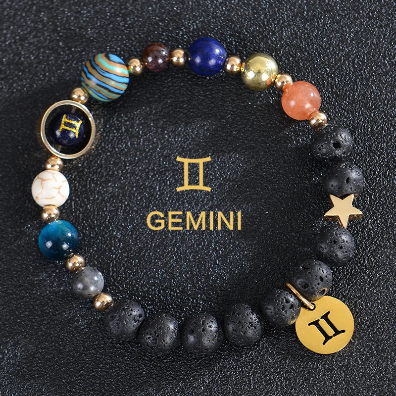 Pulseras de Piedra de Lava 12 Constelaciones Signos Astrológicos del Zodiaco géminis