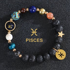 Pulseras de Piedra de Lava 12 Constelaciones Signos Astrológicos del Zodiaco piscis