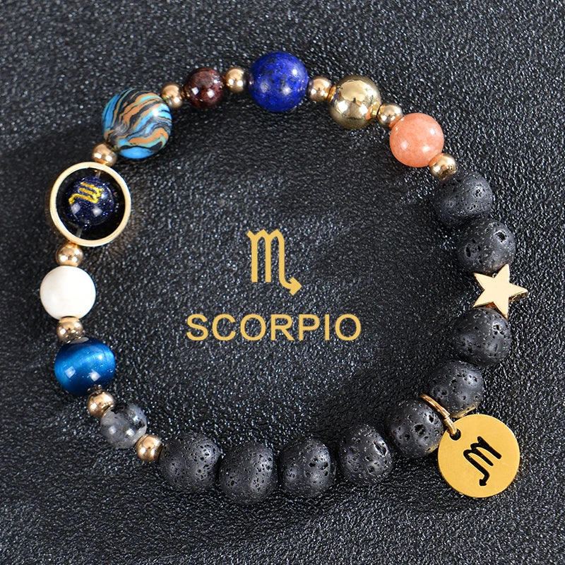 Pulseras de Piedra de Lava 12 Constelaciones Signos Astrológicos del Zodiaco escorpión