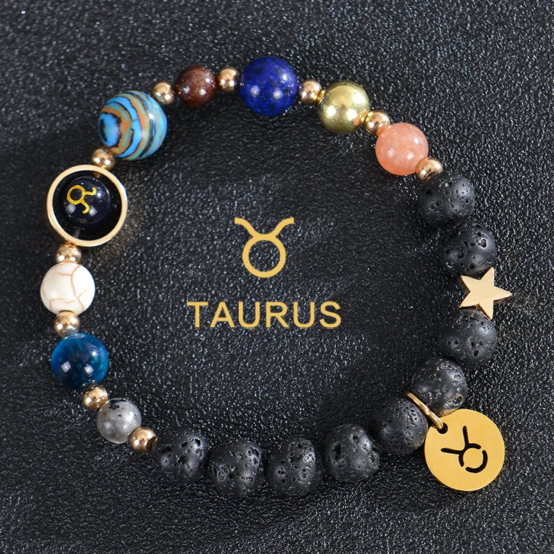 Pulseras de Piedra de Lava 12 Constelaciones Signos Astrológicos del Zodiaco tauro