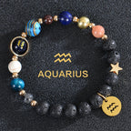 Pulseras de Piedra de Lava 12 Constelaciones Signos Astrológicos del Zodiaco acuario