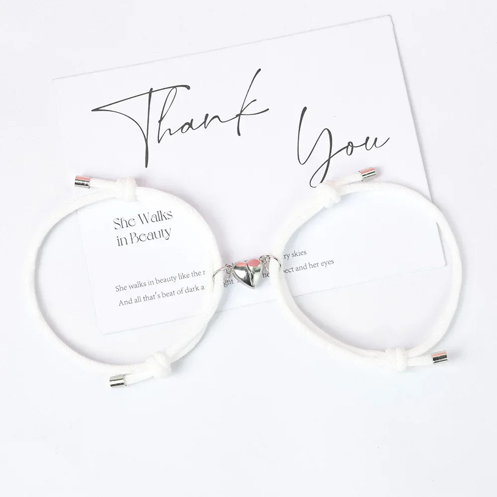 Pulseras para Parejas de Amigos Pulsera de Corazón Magnético 3