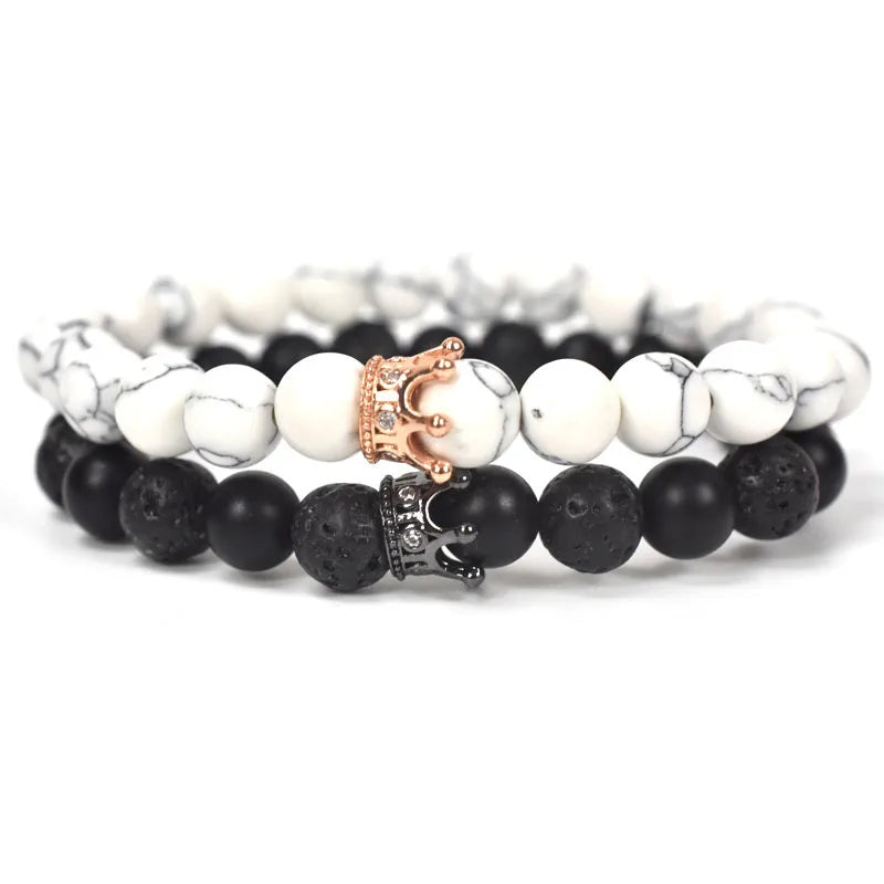 Pulseras para Parejas Gourmette Corona Rey y Reina