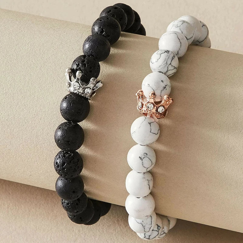 Pulseras para Parejas Gourmette Corona Rey y Reina