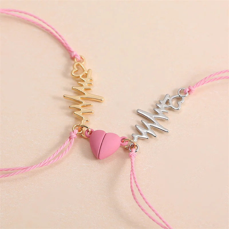 Pulseras para Parejas Pulsera Magnética Corazón y Electrocardiograma 3
