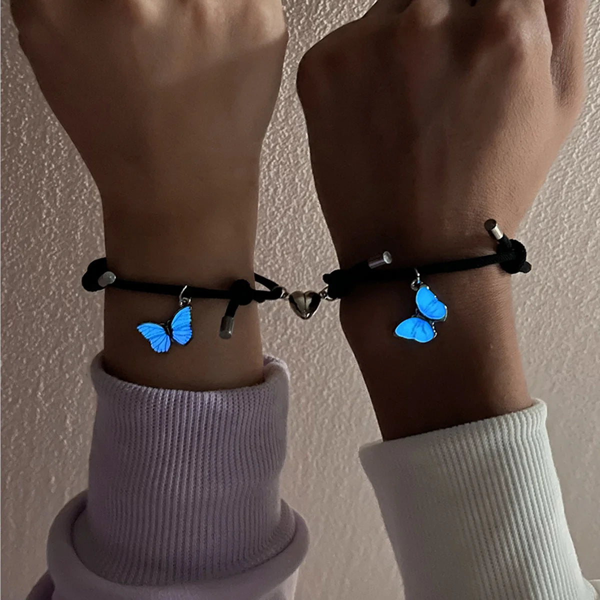 Pulseras para Parejas Gourmette Mariposas Luminosas