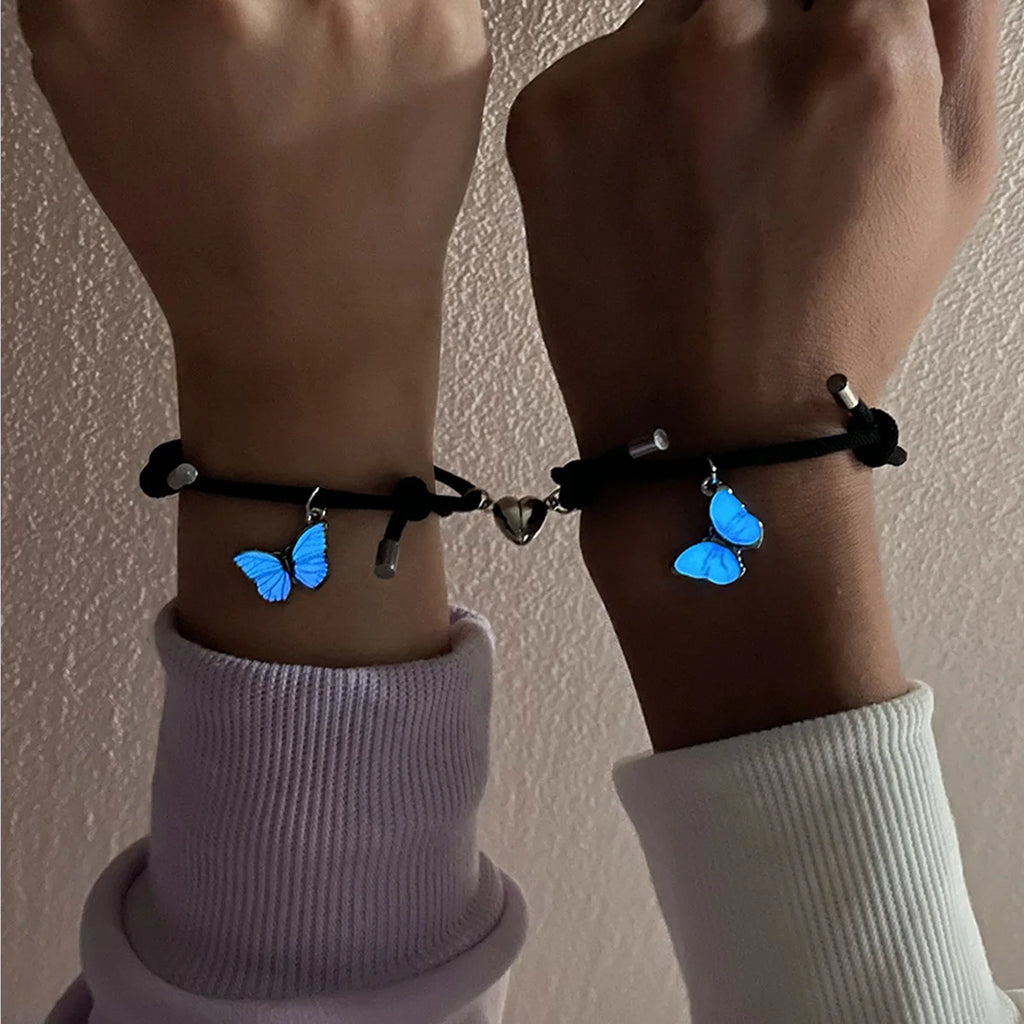 Pulseras para Parejas Gourmette Mariposas Luminosas