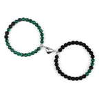 Pulseras para Parejas Pulsera Magnética Perlas verde y negro