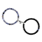 Pulseras para Parejas Pulsera Magnética Perlas azul gris y negro