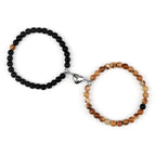 Pulseras para Parejas Pulsera Magnética Perlas negro y marrón