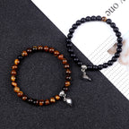 Pulseras para Parejas Pulsera Magnética Perlas ojo de tigre y negro