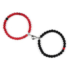 Pulseras para Parejas Pulsera Magnética Perlas rojo y negro