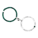 Pulseras para Parejas Pulsera Magnética Perlas verde y blanco