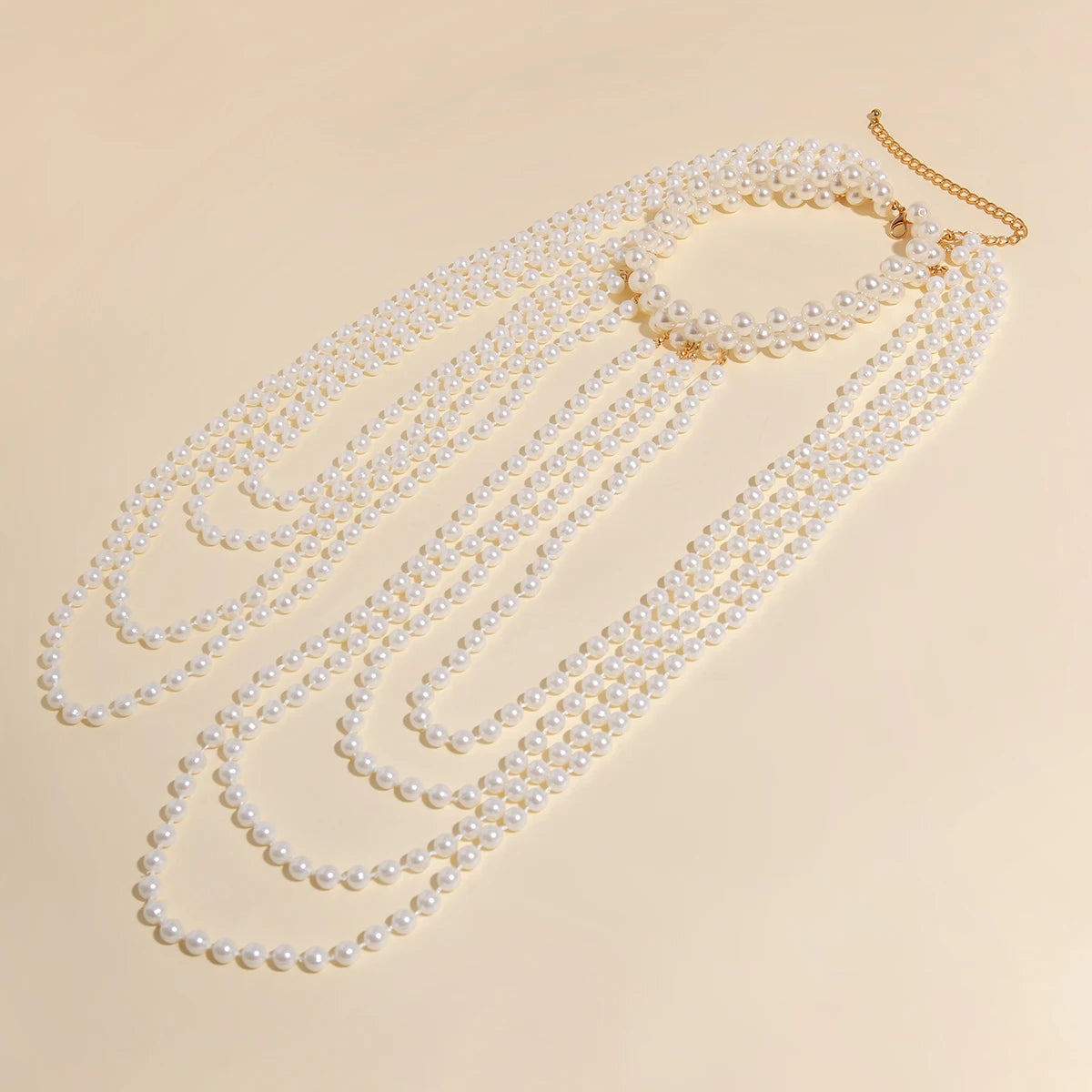 Cadena para el hombro para mujer con perlas - Joya para clavícula y hombro