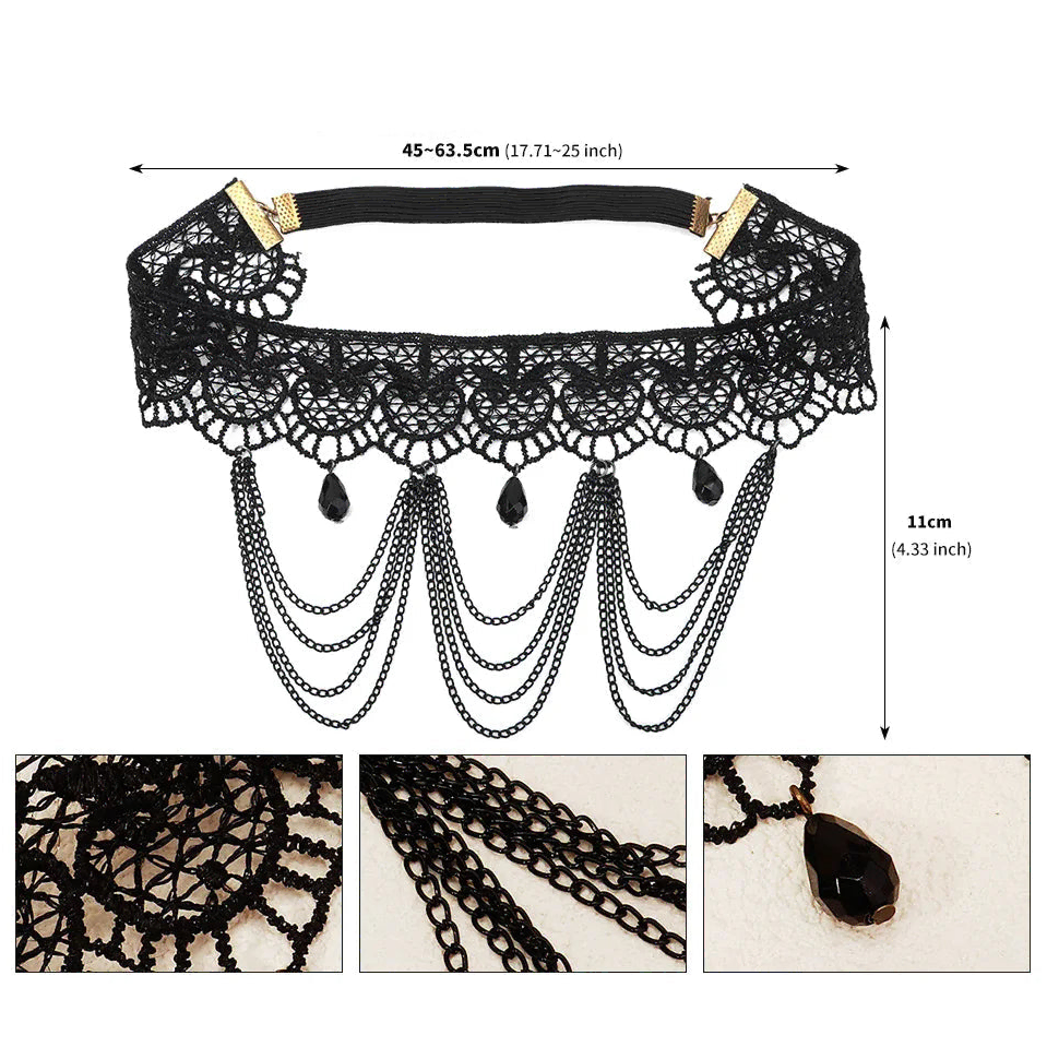 Cadena de muslo de encaje negro - joya de pierna para mujer