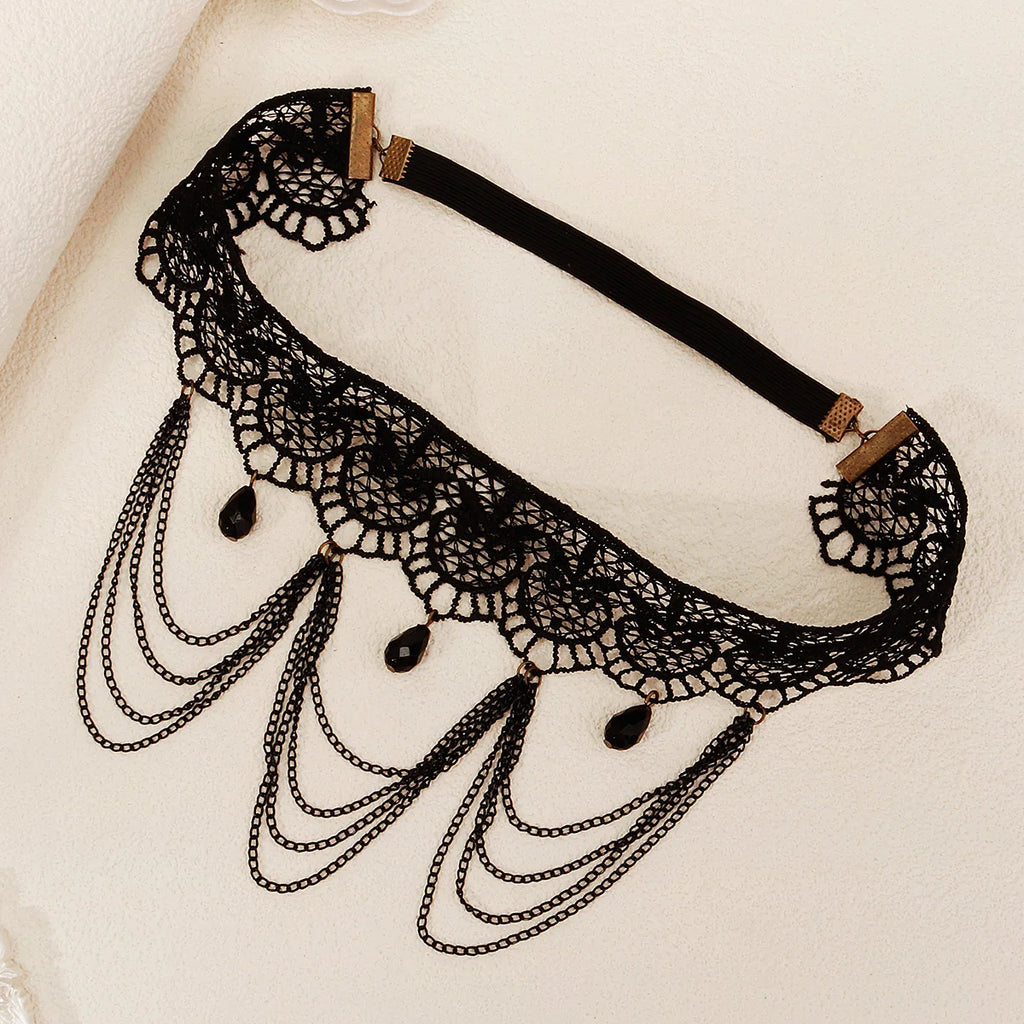 Cadena de muslo de encaje negro - joya de pierna para mujer