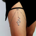 Cadena de Muslo Serpiente Pierna - Joya de Muslo Cuerpo Muslo Mujer plata