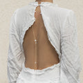 Cadena de Espalda Collar Adorno Dorsal Mujer Perlas plata
