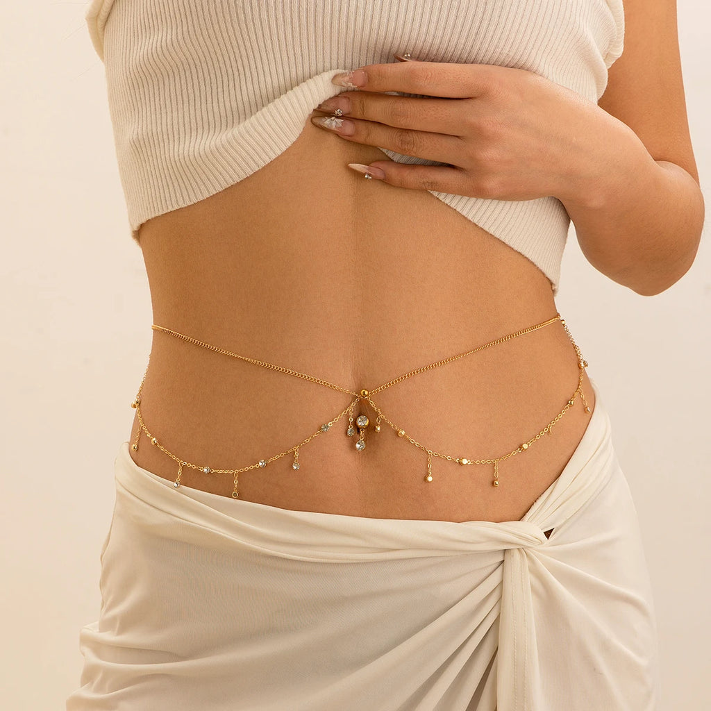 Cadena de cadera y ombligo - joya para la cintura y el vientre para mujer dorado