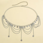 Cadena de cadera estilo oriental - joya de cintura y vientre para mujer plateada