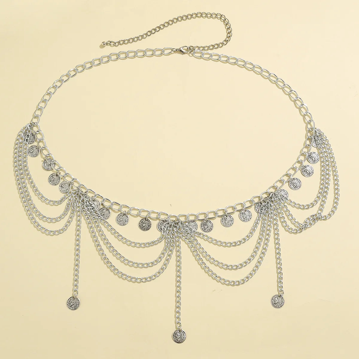 Cadena de cadera estilo oriental - joya de cintura y vientre para mujer plateada