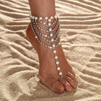 Cadena de Pie Perlas Plateadas - Joya de Pie Mujer