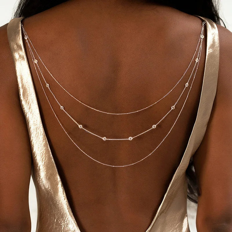 Cadena dorsal dorada para mujer - collares de espalda