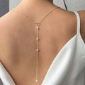 Cadena dorsal para mujer - collar de espalda con perlas blancas