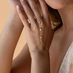 Cadena para mano y dedo con circonitas - pulsera de mano para mujer oro