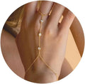 Cadena para mano y dedo con circonitas - pulsera de mano para mujer oro