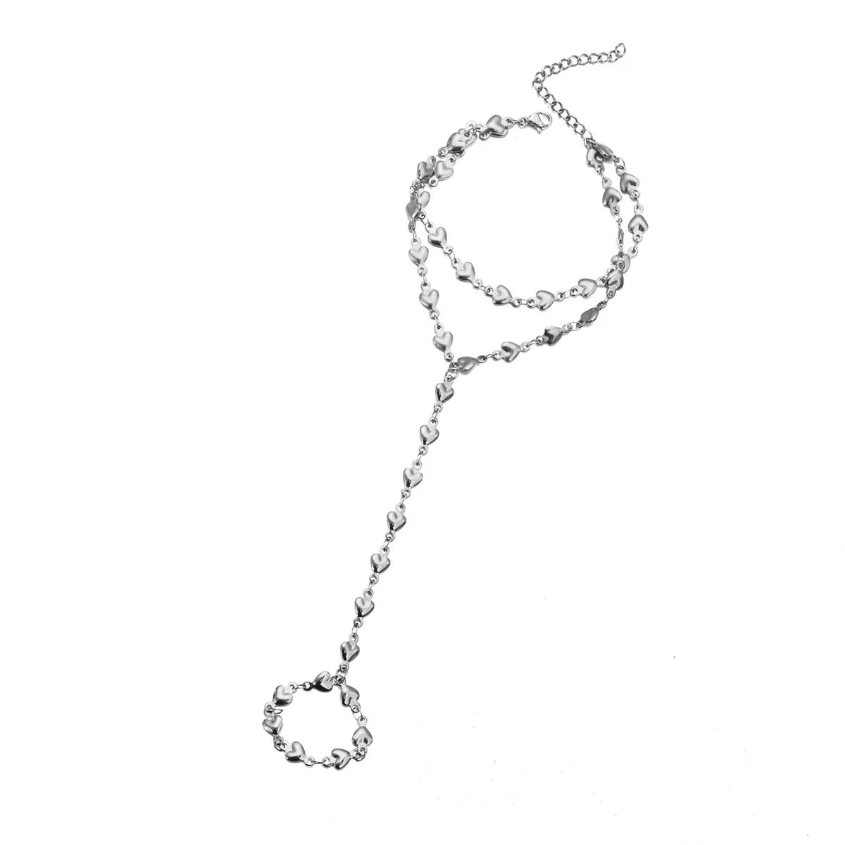 Cadena para mano y dedo corazón - pulsera de mano para mujer plata