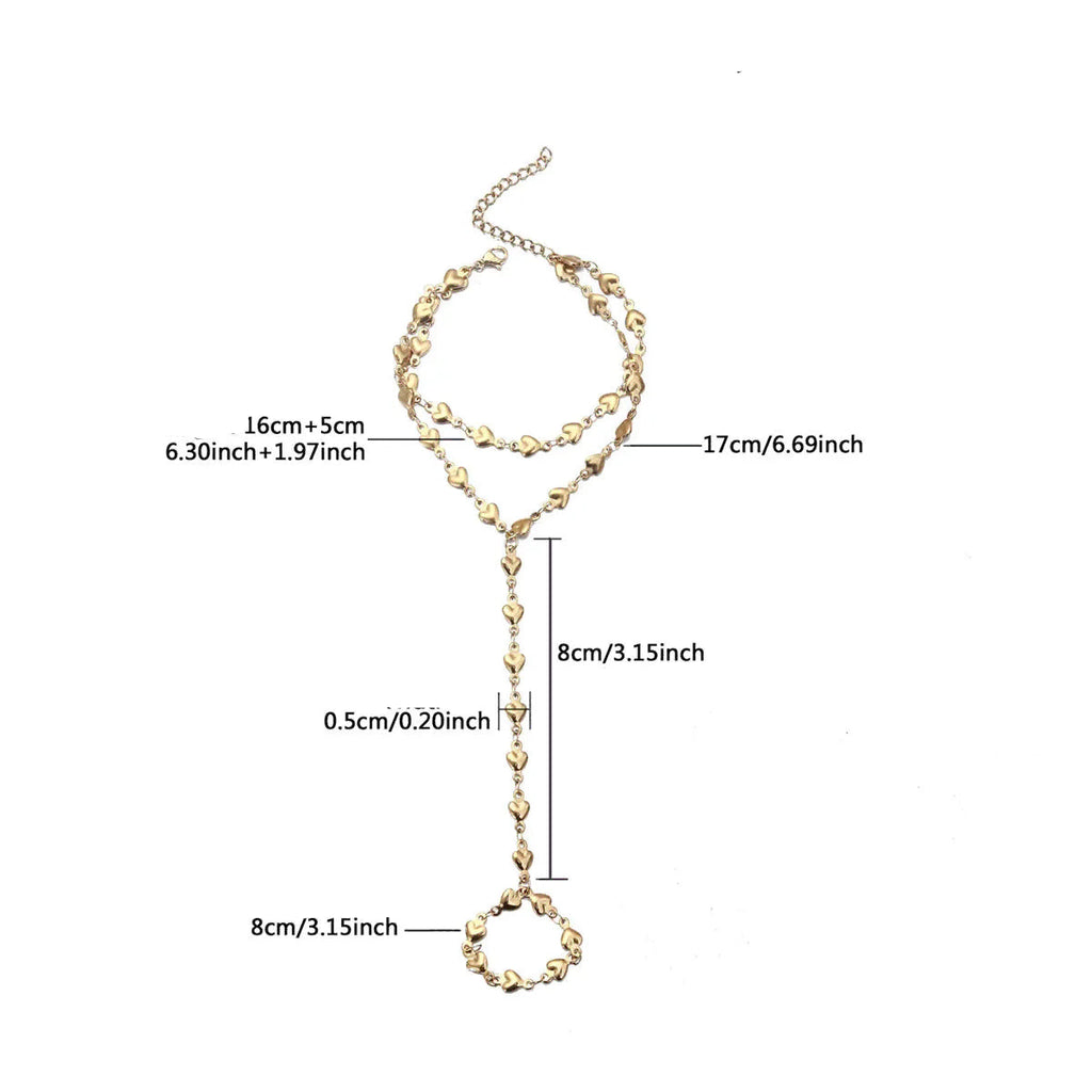 Cadena para mano y dedo corazón - pulsera de mano para mujer