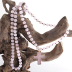 Rosario Cruz Collar Colgante en Piedras Naturales rosa