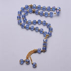 Rosario musulmán elegante - Tasbih islámico 33 cuentas azul y dorado