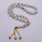 Rosario musulmán elegante - Tasbih islámico 33 cuentas cristal y dorado