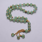 Rosario musulmán elegante - Tasbih islámico 33 cuentas jade verde y dorado