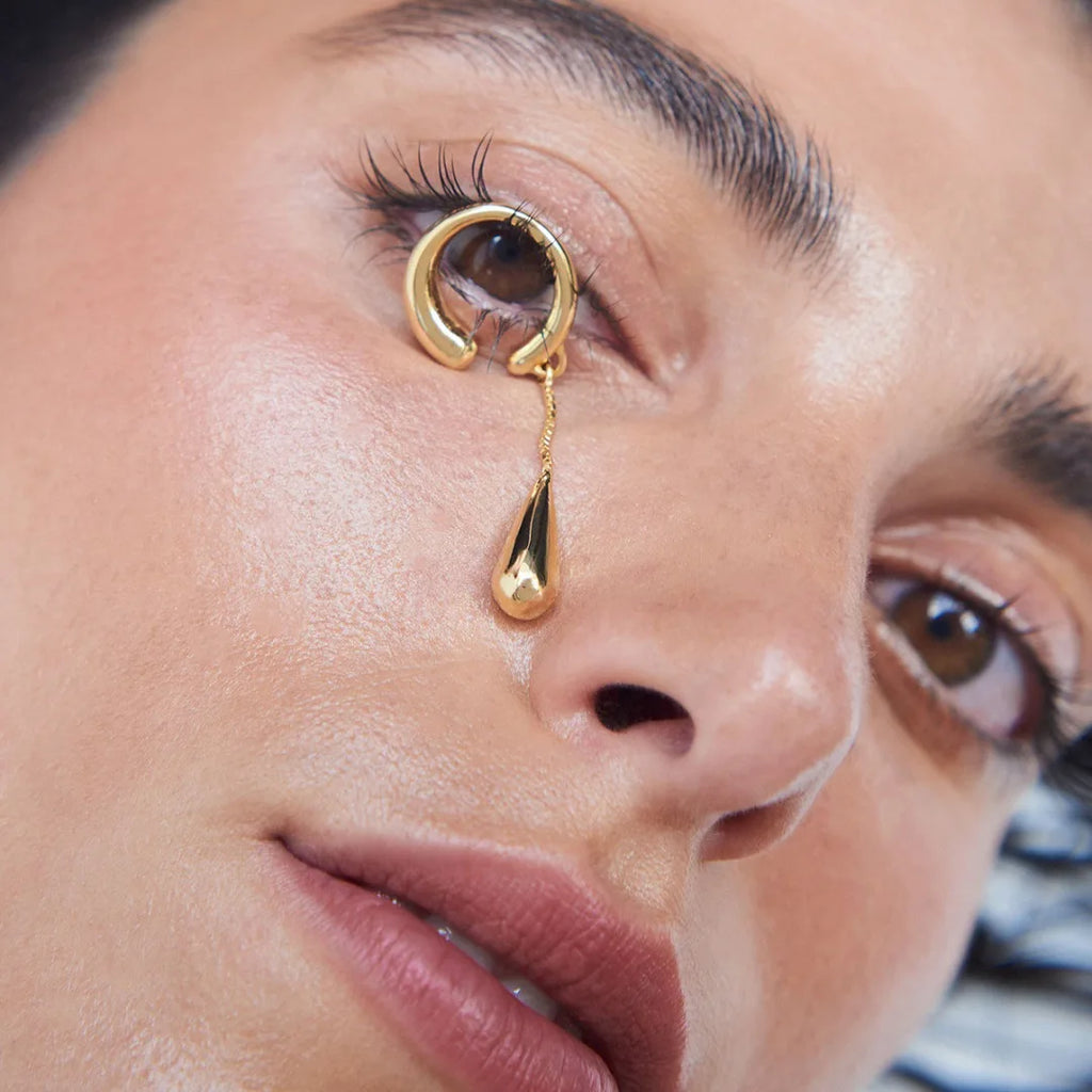 Pendientes de clip Aros Finos Gota de Agua oro