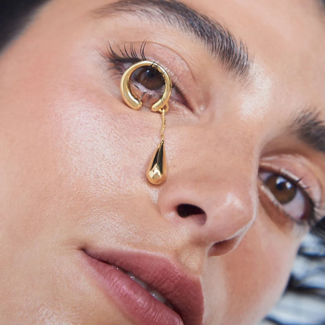 Pendientes de clip Aros Finos Gota de Agua oro