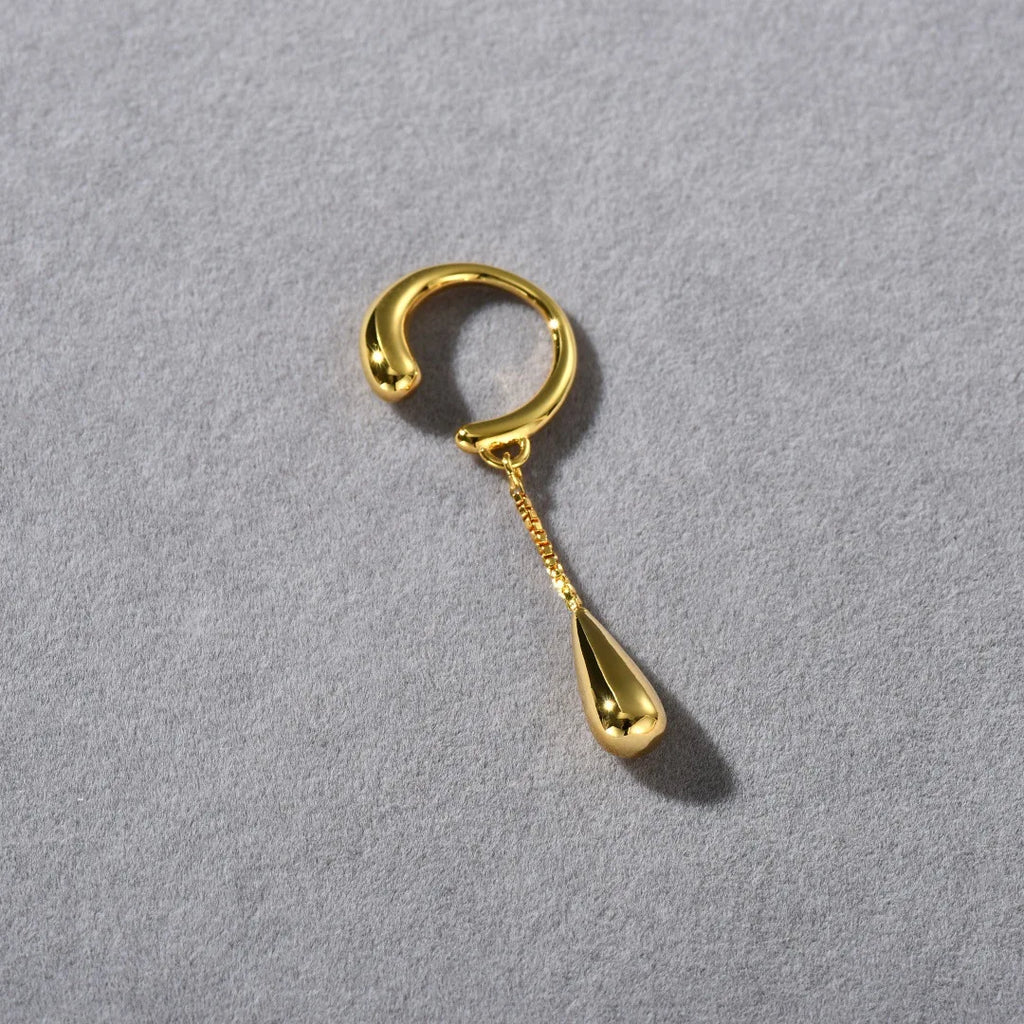 Pendientes de clip Aros Finos Gota de Agua oro