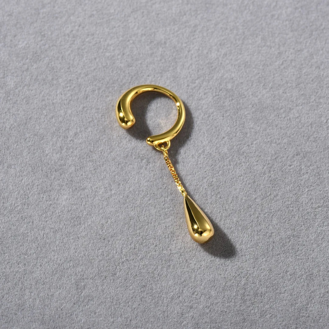 Pendientes de clip Aros Finos Gota de Agua oro