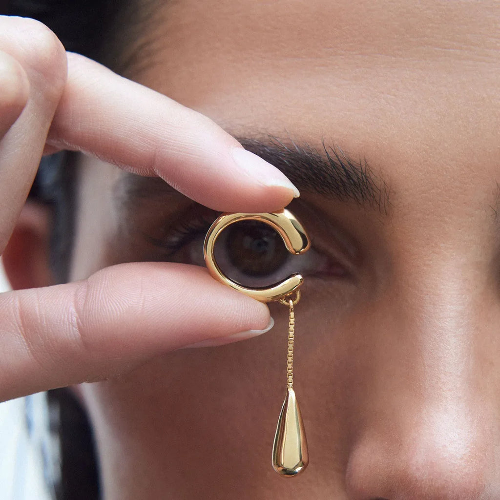 Pendientes de clip Aros Finos Gota de Agua oro