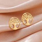 Pendientes de árbol de la vida de oro